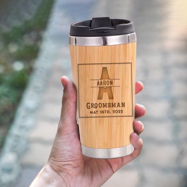 Personalized 15 oz Bamboo Tumbler Best Groomsmen